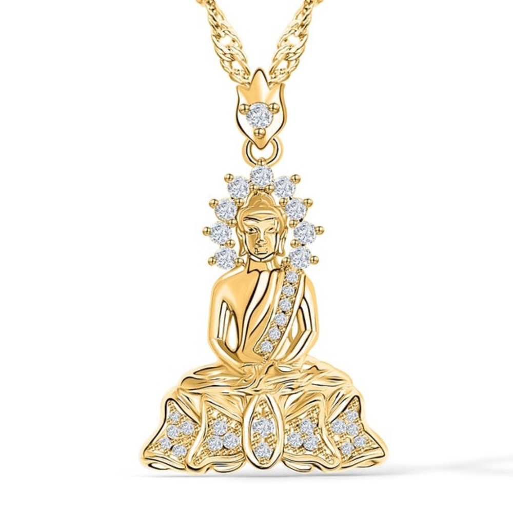 Gold Toned Crystal Buddha Necklace